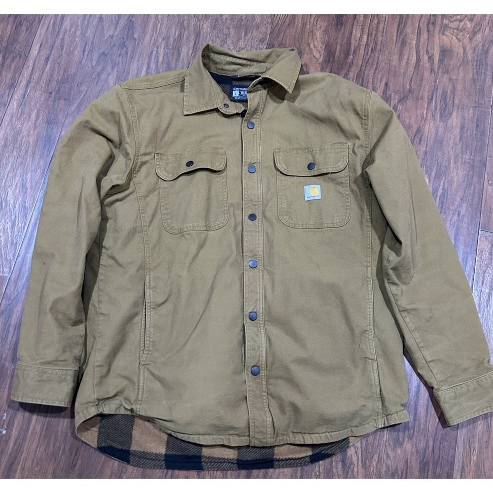 Carhartt Relaxed Fit Canvas Fleece Lined Shirt Jacket‎ Men's US Size L